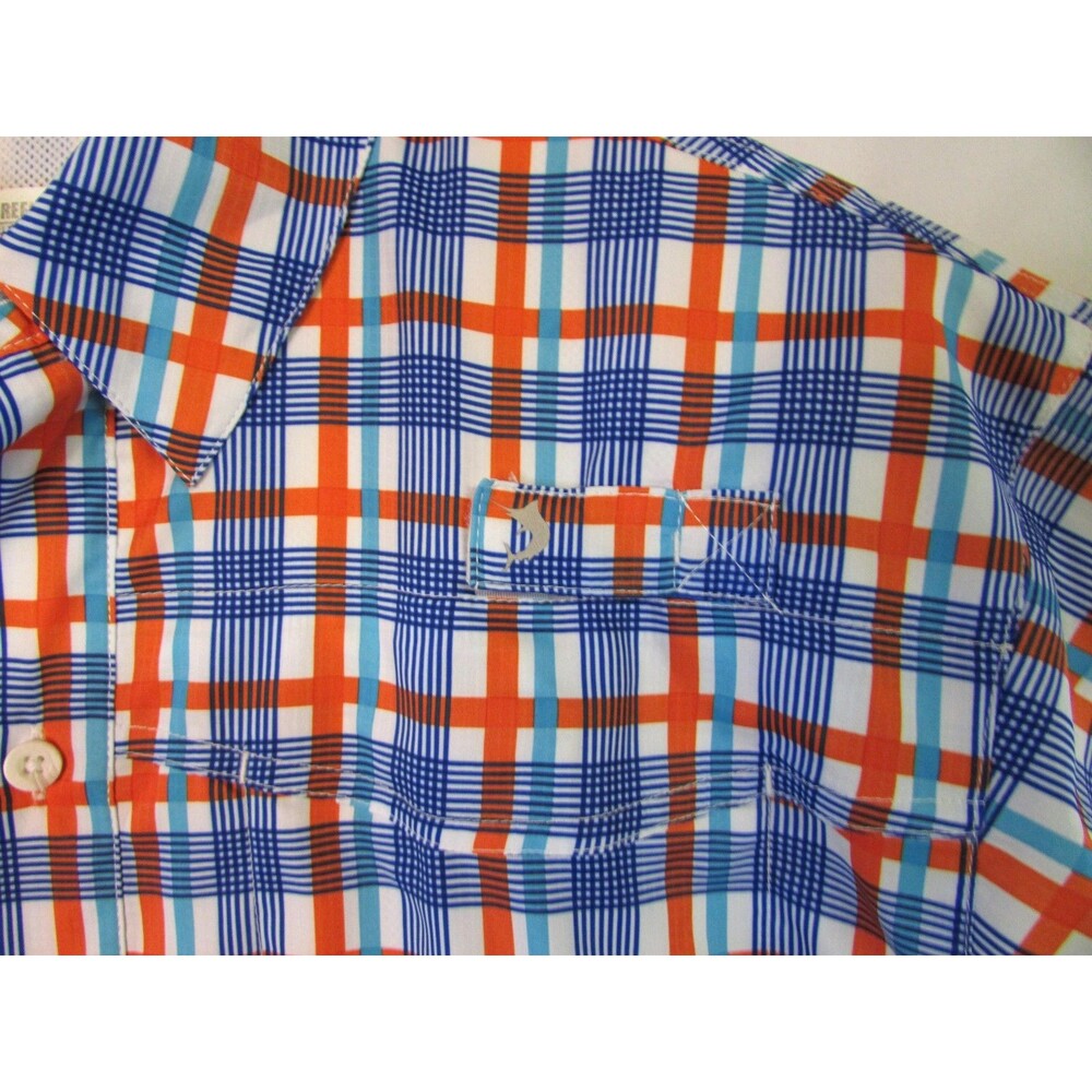 Reel Legends Shirt Mens Medium Blue Plaid Mariner II Fishing Performance Vented - Picture 3 of 13